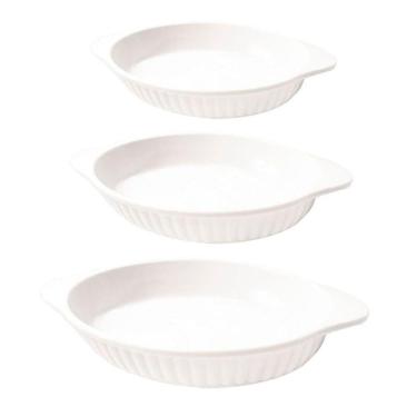 Imagem de Jogo De Travessas Melamina Oval Branca 3 Peças