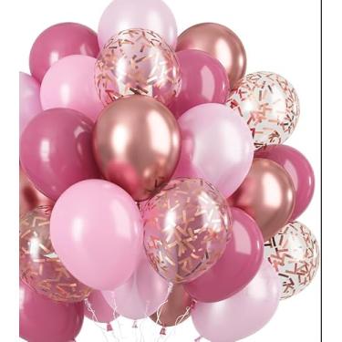Imagem de Conjunto de balões Dusty Rose, pacote com 60 unidades, retrô, rosa, metálico, cromado, ouro rosa, pérola, rosa, macaron, rosa claro, para decoração de aniversário de meninas, chá de panela, casamento