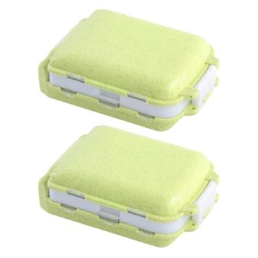 Imagem de Cabilock Caixa de comprimidos diária de 3 camadas com 8 compartimentos, estojo compacto e dobrável para viagem, organizador portátil para medicamentos, vitaminas e suplementos de óleo de peixe, verde