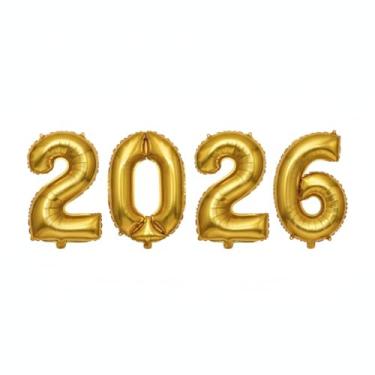 Imagem de Balão 2026 Metalizado Dourado 40cm Perfeito para Decoração de Réveillon, Festas e Eventos de Ano Novo