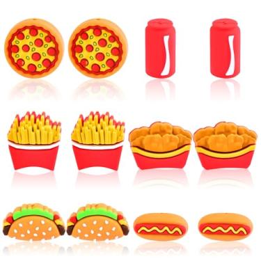 Imagem de WOZADU 12 peças de contas focais de silicone com tema de fast food 3D para canetas, contas de silicone a granel para fabricação de chaveiros, pulseiras, colares, suprimentos artesanais