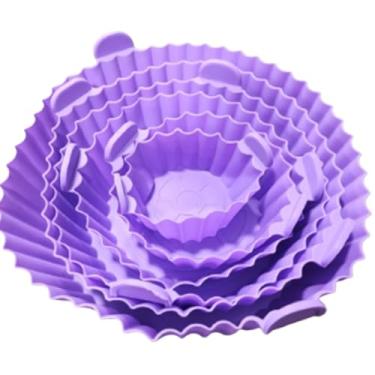 Imagem de Kit 6 Formas Airfryer Tamanhos Variados Silicone Antiaderente Microondas Lavável Com Alça(ROXO)