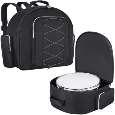 Imagem de Bolsa de tarola para caixa de 35,5 x 16,5 polegadas, mochila de tarola de 35,5 cm com enchimento grosso, bolsa de transporte de tambor mochila com vários bolsos para tarola de 35,5 cm (40,6 x 16,5 cm)