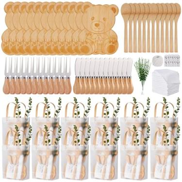 Imagem de Prêmios de chá de bebê para vencedores de jogos em forma de urso tábua de queijo presente com colheres espalhadores de manteiga sacos de presente toalhas de cozinha chá de panela lembrancinhas de