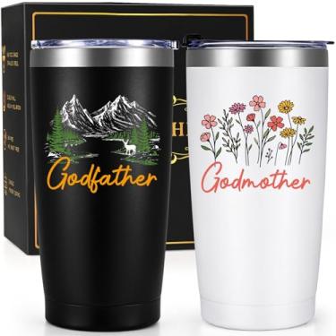 Imagem de Qtencas Conjunto de 2 copos Godparents Proposal Gifts, 590 ml, Godmother and Godfather Tumblers, Will You Be My Godparents Proposal Gifts, Godparents Baptism Gift from Godchild