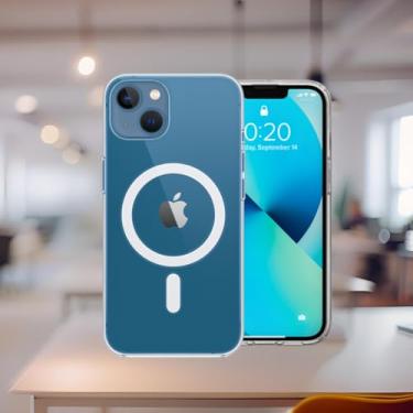 Imagem de Capinha Magnetica Mag-safe Premium [iPhone 13] com [Proteção de Camera] Clear Case [Anti-Amarelamento] Transparente, Compatível com MagSafe, Resistente a Riscos e Anti Impacto