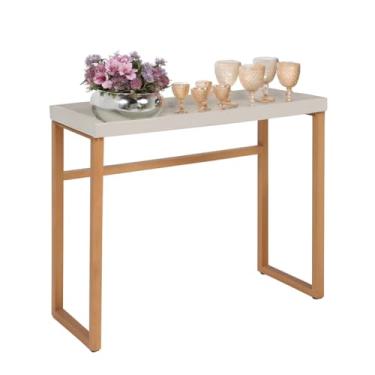 Imagem de Aparador Slim Off-White Pés em Madeira para Salas Cozinhas Hall De Entrada Cantinho do Café -