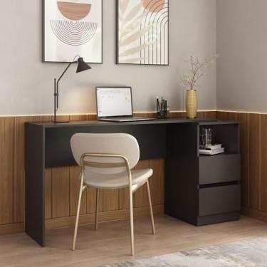 Imagem de Escrivaninha 150,5cm com Nicho e 2 Gavetas Flex Multimóveis Mp6035 Preto