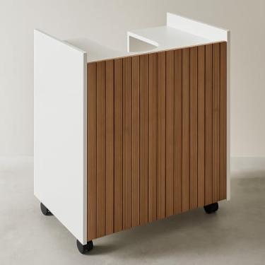 Imagem de Gabinete Banheiro com lavatório de pedestal - Design listrado preto(Branco Ripado)