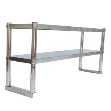 Imagem de Prateleira superior de aço inoxidável com prateleira inferior ajustável, prateleira de cozinha para preparação de mesa de trabalho prateleiras de armazenamento de cozinha (100 x 30 cm/39,3 x 11,8 pol