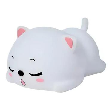 Imagem de Luminária Gato Infantil Abajur LED Gatinho Noturna Silicone - Dexin