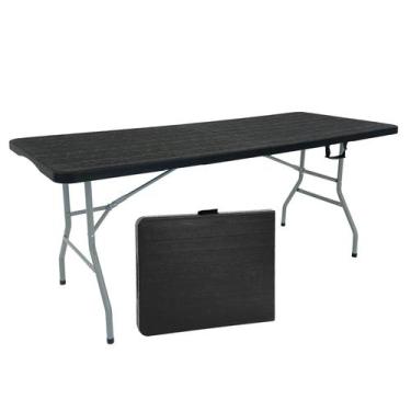 Imagem de Mesa Picnic Dobrável Vira Maleta Portátil 1,80 Camping Preta - Garden 