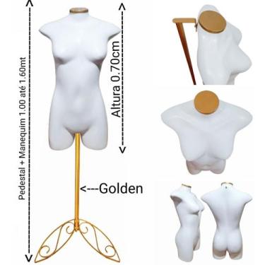 Imagem de Manequim feminino (Meio corpo modelo jô N.36) branco com tampa Golden 