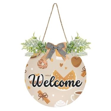 Imagem de SEHANY Guirlandas de outono para decoração de porta da frente, letreiro de boas-vindas de abóboras de madeira rústica para pendurar no dia de Ação de Graças para decoração de festas ao ar livre