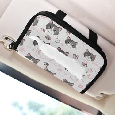 Imagem de SEHANY Porta-lenços de carro de gato fofo, caixa de lenços de papel de carro, suporte de guardanapo retangular dispensador de máscara de carro caixa de lenços de veículo para automóvel universal