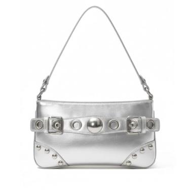 Imagem de Bolsa Feminina Luxuosa Couro Sintético Moderna Reveillon, Passeio, Moda Original ALWY (Prateado)