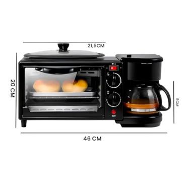 Imagem de Máquina de Café da Manhã 3 em 1 Multifuncional com Forninho e Cafeteira, 110V, Preta
