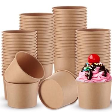 Imagem de Honeydak 50 peças de copos de sopa de sorvete de papel descartáveis tigelas de sudae papel kraft lanche quente frio iogurte sobremesa copos pequenos para sorvete chá de bebê suprimentos de festa