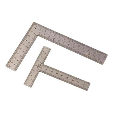Imagem de Ｂｅｓｇａ Régua de aço inoxidável em formato de T e L para desenho e artesanato (2 peças)