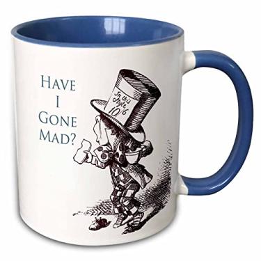Imagem de 3dRose (mug_110410_6) Chapeleiro maluco Have I gone Mad Alice no País das Maravilhas - Caneca azul em dois tons, 325 ml