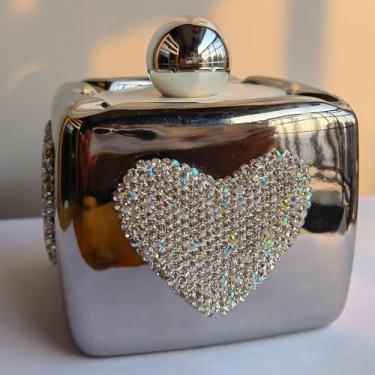 Imagem de Cinzeiro de cerâmica decorativo com design de coração e tampa, estilo brilhante