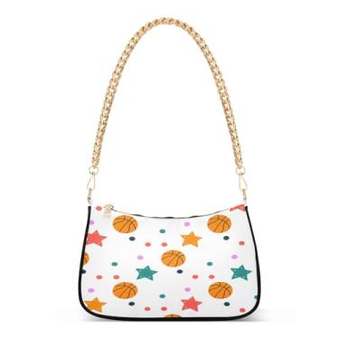 Imagem de CEBUGI Bolsas transversais para mulheres, bolsa de ombro, bolas de basquete, bolsa de mão elegante com alça de corrente