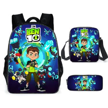 Imagem de Conjunto de mochilas Bens 10 School Anime, 3 peças de poliéster para crianças