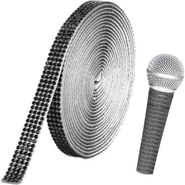 Imagem de Fita adesiva de strass para microfone: engrenagem brilhante para decoração de palco; fácil aplicação, durável, ideal para shows de eventos de karaokê (cor 1)