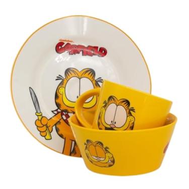 Imagem de Zonacriativa – Kit Café da Manhã Garfield | Caneca, Bowl e Prato em Cerâmica Resistente | Para Lanches/Refeições Rápidas e Divertidas - Café da Tarde Personalizado e Especial