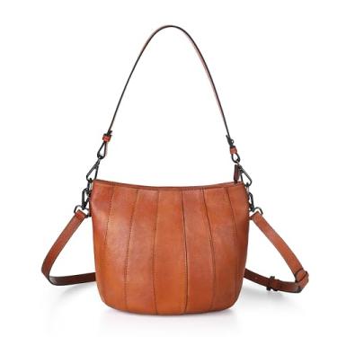 Imagem de BILIYA Bolsa feminina de couro bovino de flor integral para mulheres, bolsa tiracolo e ombro de pátina, alça ajustável, pronta para presente, grande capacidade