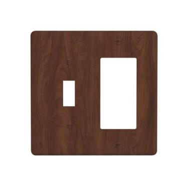 Imagem de Naiqadnehz Capas de tomada rústica natural marrom escuro grão de madeira 1 interruptor 1 interruptor de luz combo interruptor de luz placa de parede elétrica para decoração de cabine de fazenda