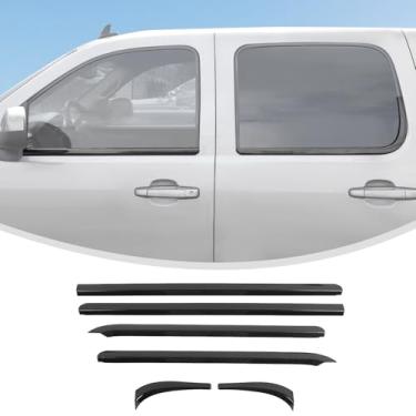 Imagem de Linskip Capas de painel de interruptor de janela elétrica compatíveis com Chevy Avalanche Suburban Tahoe Silverado e GMC Sierra Yukon 2007-2014, acessórios internos de fibra de carbono preto