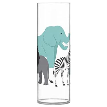 Imagem de JUZIHAI Vaso de animais para flores 9,9 cm x 30 cm cilindro de plástico moderno vaso de flores para centro de mesa de casamento decoração de casa