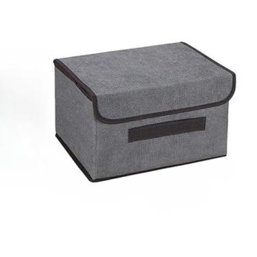 Imagem de Caixa Organizadora com Tampa Dobrável em Tecido | Organizador para Closet, Guarda-Roupa e Prateleiras | Kit Múltiplas Unidades (2,cinza-small)