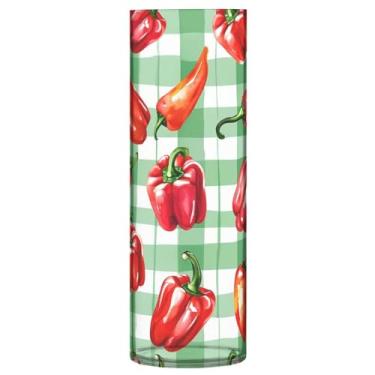 Imagem de JUZIHAI Vaso de pimentão vermelho para flores 9,9 cm x 30 cm cilindro de plástico moderno vaso de flores para centro de mesa de casamento decoração de casa