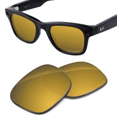 Imagem de Tintart Lentes de substituição de desempenho compatíveis com RayBan Meta Wayfarer RW4006 50 mm AI Glasses-Tungsten Gold, proteção UV, transição, resistente a arranhões