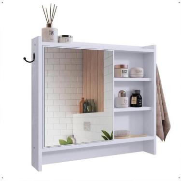 Imagem de Espelheira Genova 1 Porta Espelho Armarinho Banheiro Suspenso Pratelei