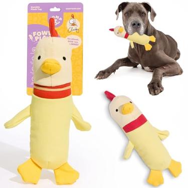 Imagem de Yomp Brinquedo para cães de galinha – Brinquedos de pelúcia resistentes e duráveis com tela natural e papel enrugado – Brinquedos interativos para cães, brinquedos divertidos para cães (conjunto de 2