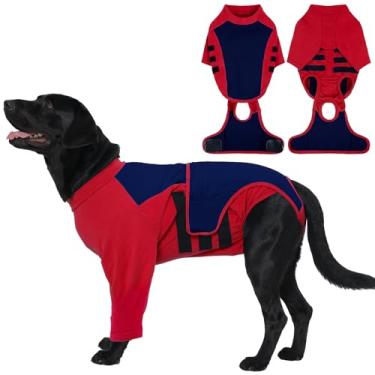 Imagem de LeLePet Terno de recuperação para cães após a cirurgia, ternos fêmeas esterilizados e masculinos, macacão de cachorro para cirurgia que evita lamber, respirável e macio para recuperação com pernas
