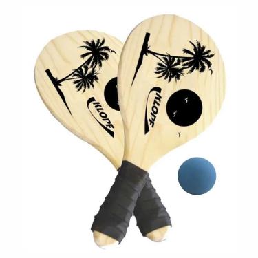 Imagem de Kit Raquetes De Frescobol + Bola Madeira Crua Klopf
