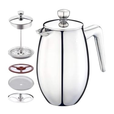 Imagem de Panela de café de aço inoxidável French Press Carry Camping Travel Cafeteira de aço inoxidável de grande capacidade cafeteira multifuncional para café chaleira portátil adequada para uso em família ou