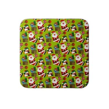 Imagem de Ladrilho Decorativo de Cerâmica Natalino com Estampa de Pinguim de Papai Noel