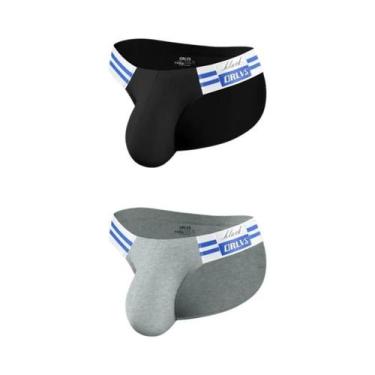 Imagem de Cuecas Masculinas De Algodão Listradas Azul Marinho, Modelo Biquíni Tr