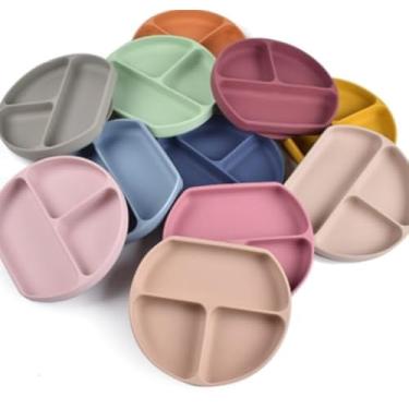 Imagem de Conjunto de Alimentação Infantil 6 Peças, Prato Com Ventosa, Tigela, Talheres, Babador, Copo, Silicone Livre De BPA, Bege, Para Bebês Acima de 3 Meses