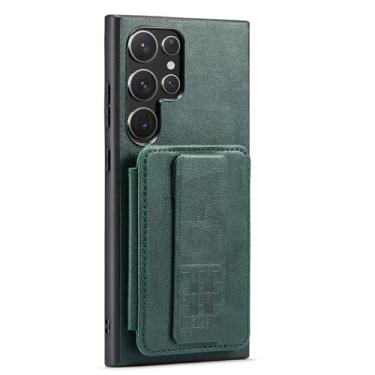 Imagem de LYJSMGZ Capa flip para Samsung Galaxy S25 Ultra/S25 Plus/S25, suporte magnético com compartimento para cartão com bloqueio de RFID, suporta carregamento sem fio, verde, S25 Plus