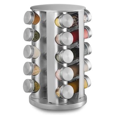 Imagem de Porta Temperos Condimentos 20 Potes Giratorio Redondo Inox