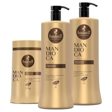 Imagem de Kit Haskell Mandioca Máscara Hidratante 1000g Shampoo Condicionador 1000ml