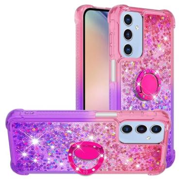Imagem de Dinglijia Capa fina para Samsung Galaxy A17, capa para Galaxy A26, série areia movediça Glitter Bling Fluindo Líquido TPU Bumper Quatro Cantos Capa de Proteção para Samsung Galaxy A26/A17, Rosa-Roxo