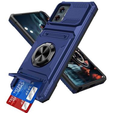 Imagem de LEMAXELERS Capa para Motorola G Stylus 5G 2024 com suporte oculto para cartão [loja 2 cartões] Anel giratório magnético com suporte de camada dupla resistente à prova de choque para Moto G Stylus 5G