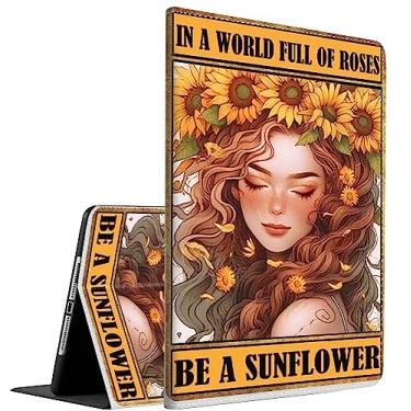 Imagem de Capa para iPad Pro de 11 polegadas 4ª/3ª/2ª/1ª geração 2022/2021/2020/2018, suporte inteligente multiângulo, hibernar/despertar automático para iPad Air 4/5, Girassol Girl